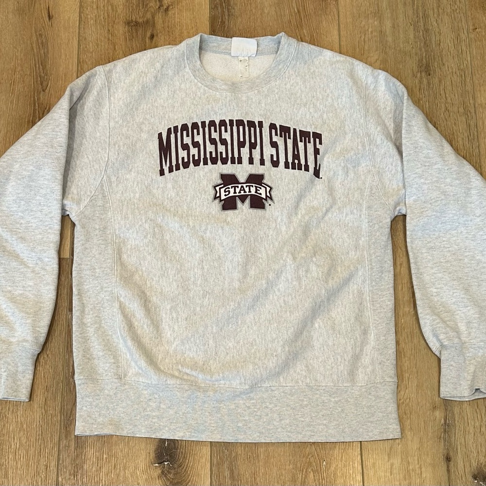 Vintage Champion Reverse Weave Gray Medium Mississippi State Crewneck Sweatshirt